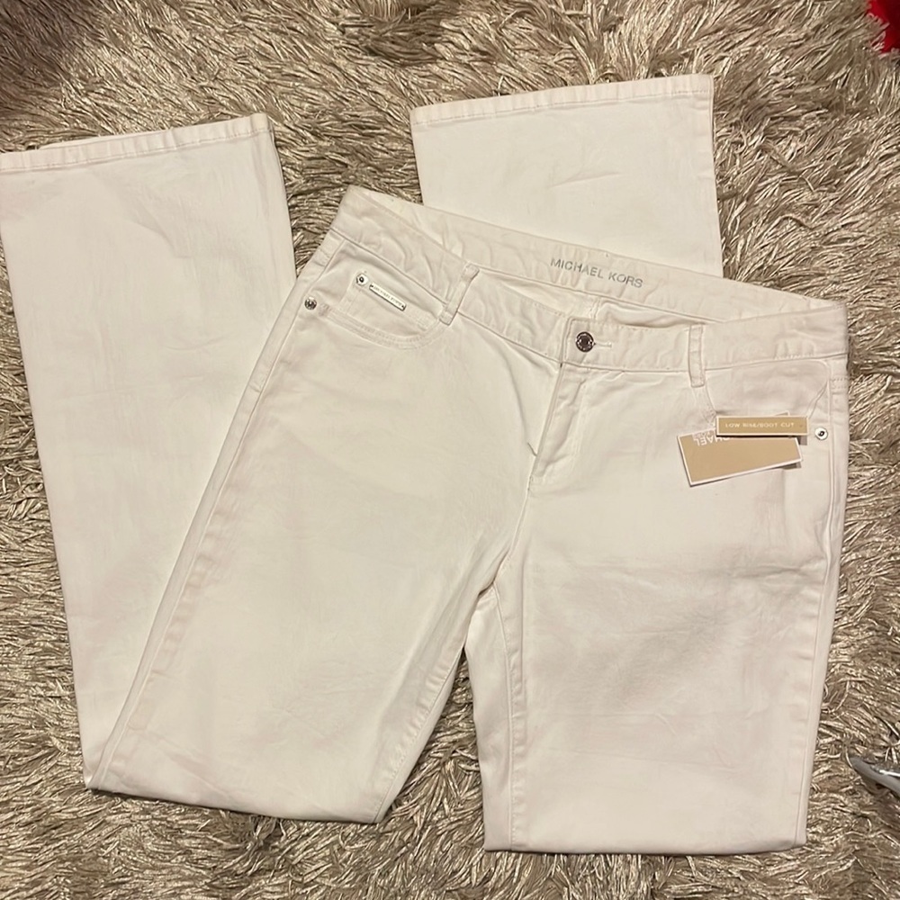 Nwt Michael Kors White Low Rise Bootcut Jeans sz‎ 10